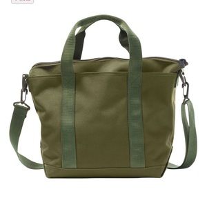 LL Bean zip top hunter’s tote bag with crossbody strap